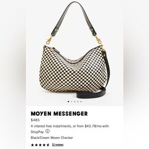 New Clare V. Moyen Messenger Black and Cream Shoulder Bag